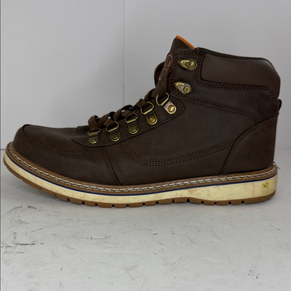 Hawke & Co Brown Leather Lace-Up Ankle Boot with Gold Hooks